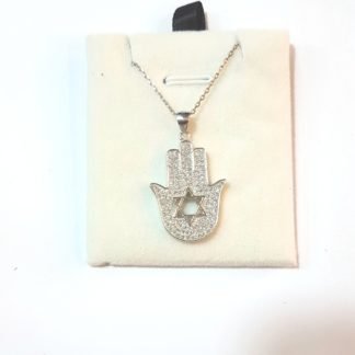 שרשרת תליון חמסה משובצת