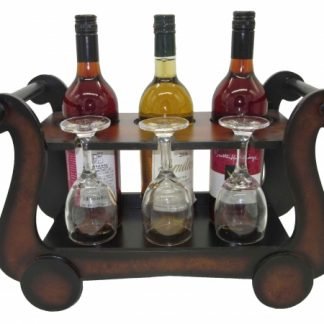 עגלה ל-3 בקבוקים וגם 3 כוסות