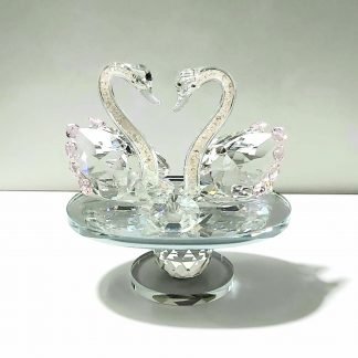 זוג ברבורים מסתובב שילוב ורוד עדין