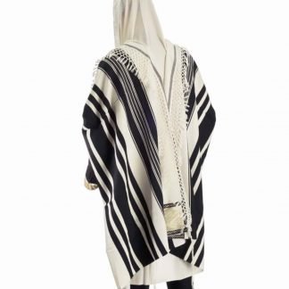 טלית תימני דגם "שבזי"מספר 60 מהודרת עם קשירה עבודת-יד מיוחדת פרנזים "טליתנייה"