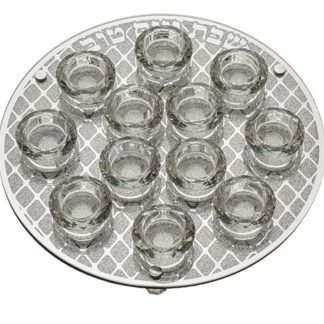 פמוטי זכוכית עם 12 פמוטים קריסטל מהודר,