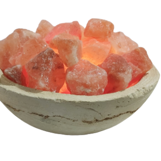 מנורת מלח טבעית טיפולית בקערה עבודת -יד