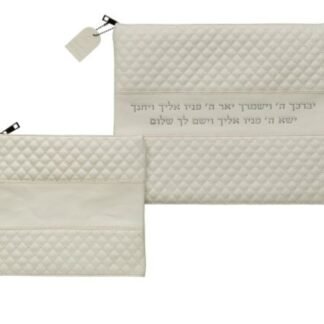 סט טלית תפילין דמוי עור לבן