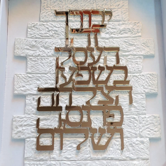 אותיות מרחפות ברכת העסק בשילוב רקע דמוי ”כותל”