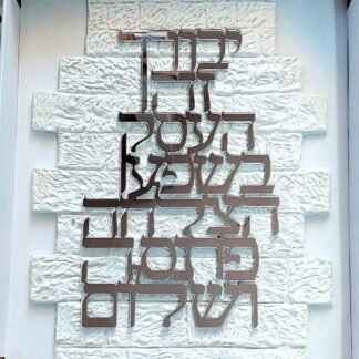 אותיות מרחפות ברכת העסק בשילוב רקע דמוי ”כותל”