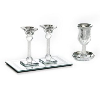 סט קריסטל לכלה זוג פמוטים כוס קידוש מגש מראה
