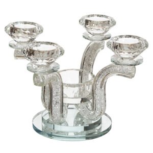 פמוטי קריסטל מהודרים 4 קנים ונר נשמה