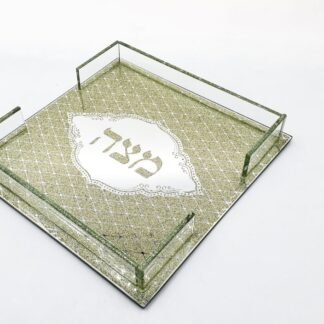 מגש למצה זכוכית מוזהב מהודר