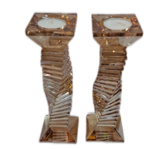 פמוטי שבת מעוצבים בצבע ענבר מהודרים קריסטל