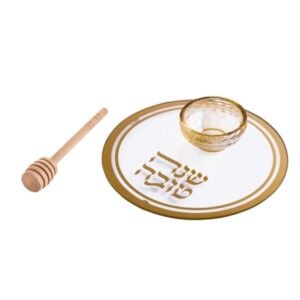 צלחת לפלחי תפוח וכלי לדבש